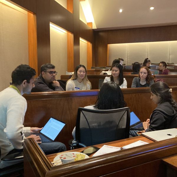 Information Science Ph.D. students across Cornell University's Ithaca, NY, and New York City campuses discuss research on Friday, September 30, in the Statler Hotel’s Kerkorian Kemper Amphitheater.
