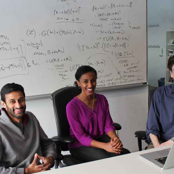 (From left) Manish Raghavan, Rediet Abebe and Jon Kleinberg