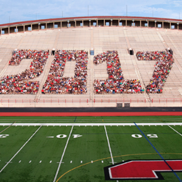 2017 students photo at football stadium