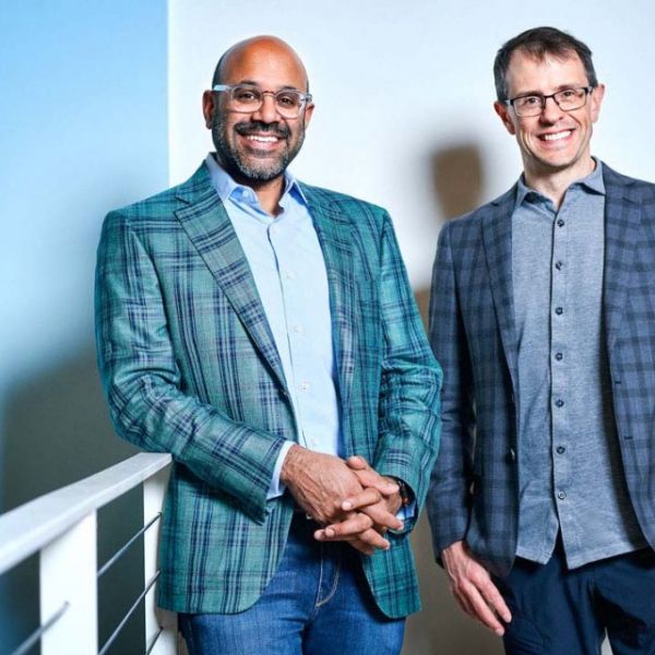 Niraj Shah (left) and Steve Conine (right) standing