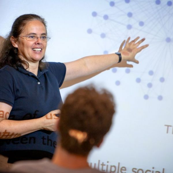 Éva Tardos, the Jacob Gould Schurman Professor of Computer Science, leads a class.