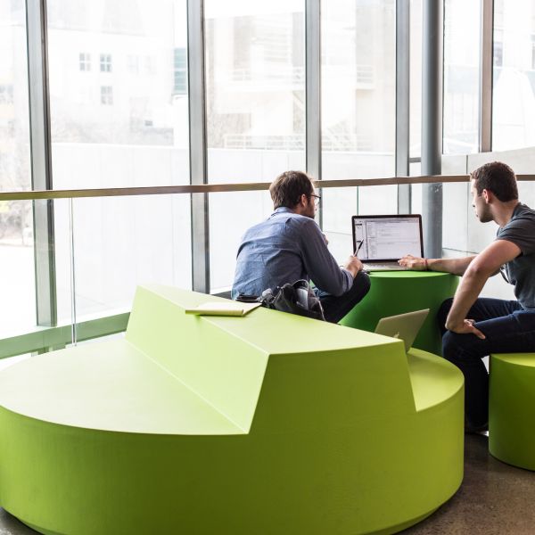 students in second floor study area