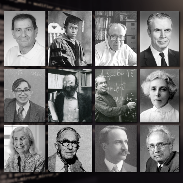 A photo collage showing photos of 11 people in black and white