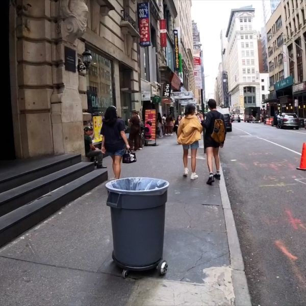 A color photo showing "trashbot" navigating NYC